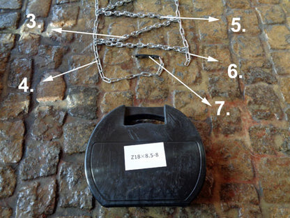 Satz Schrägspurschneeketten 18x8.50-8